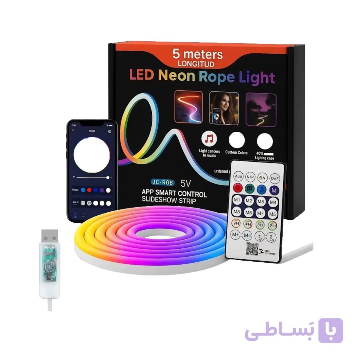 ریسه نئون فلکسی RGB-IC برنامه‌پذیر 5 متری رونده و حساس به صدا — تصویر 1