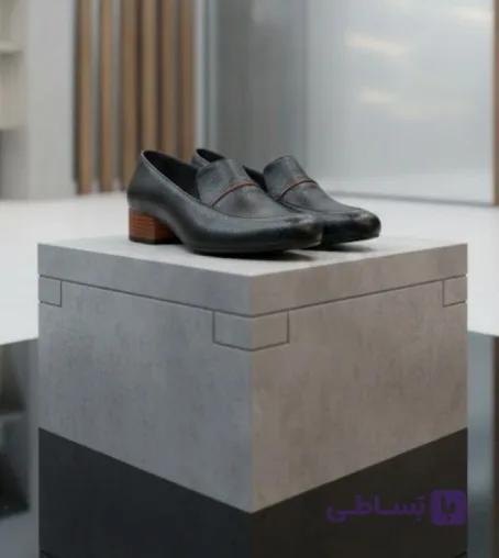 کفش کالج مشکی چوبی مغزی عسلی