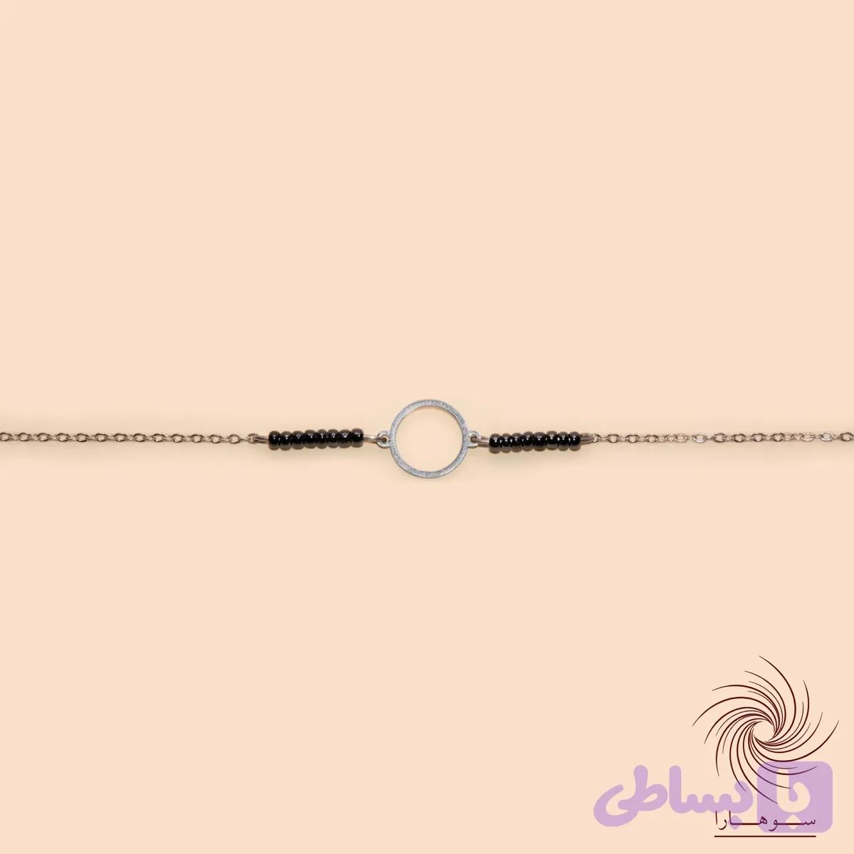 دستبند نقره‌ای استیل دایره