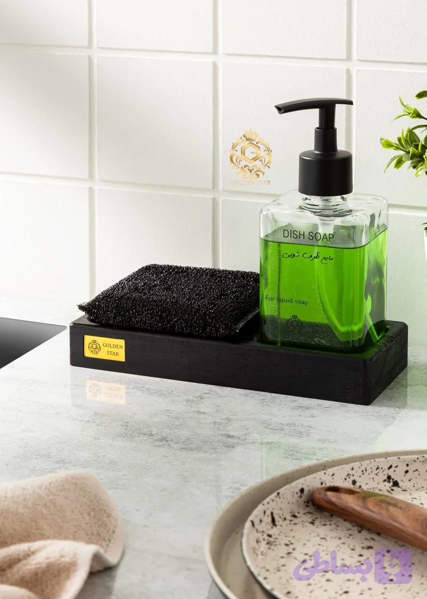 جا مایعی و جا اسکاچی چوبی مشکی گلدن استار GOLDEN STAR — تصویر 1