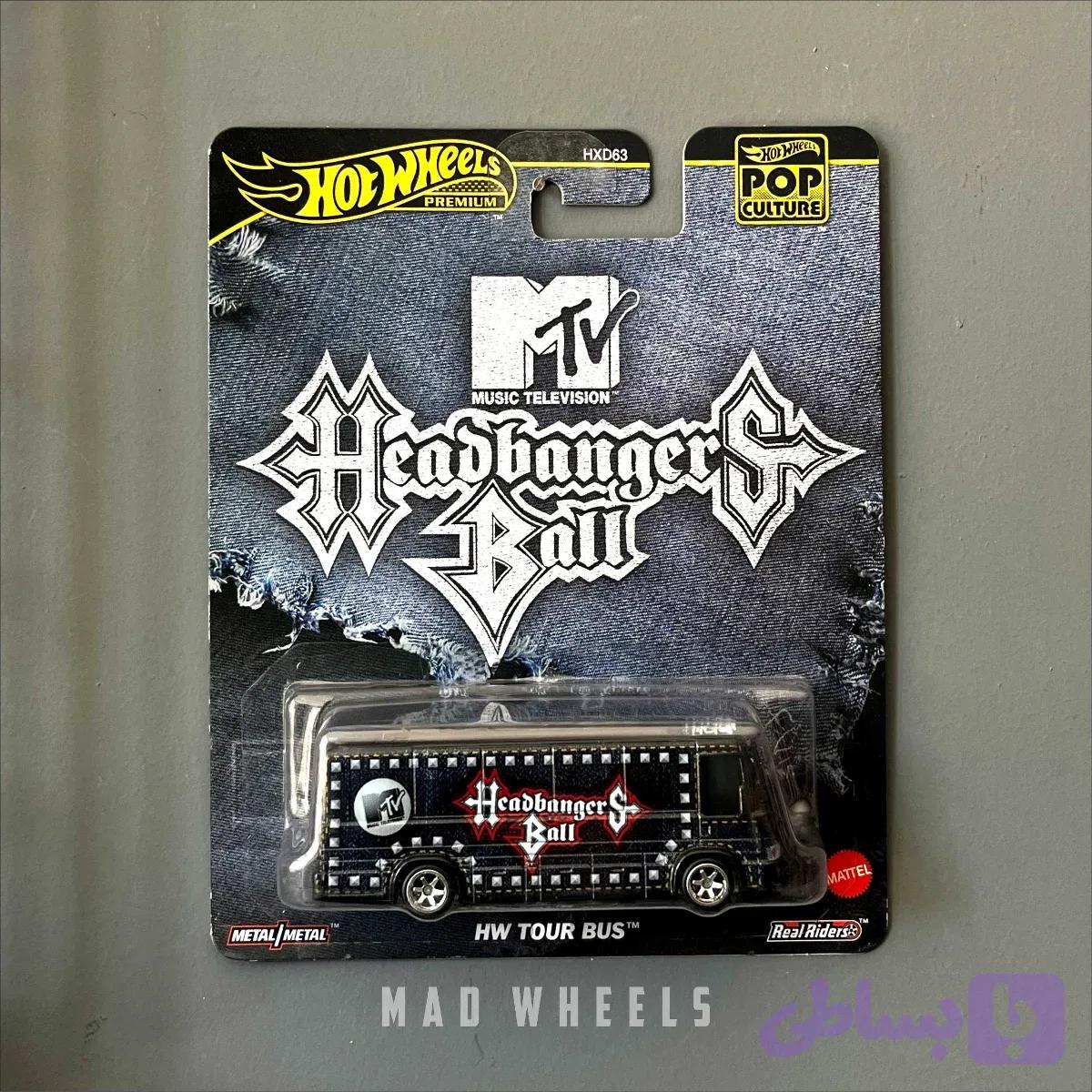 ماکت ماشین فلزی اتوبوس تور (HW Tour Bus) هات ویلز پرمیوم سری MTV Headbangers Ball | مقیاس ۱:۶۴ — تصویر 1