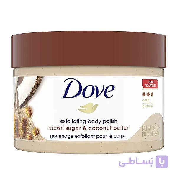 اسکراب بدن شکر قهوه ای و کره نارگیل داو  Dove Exfoliating Body Polish Browm Sugar 298g — تصویر 1