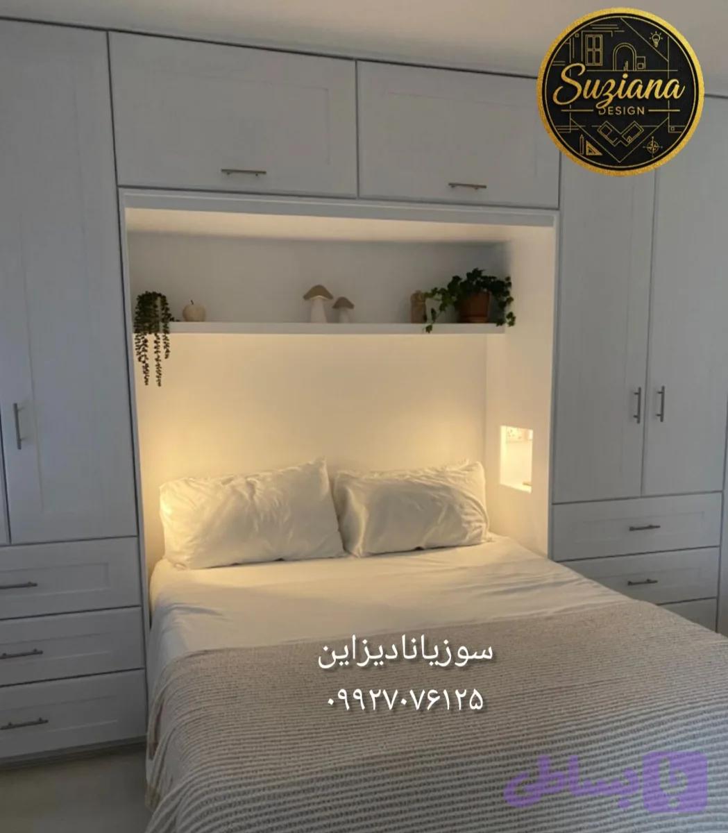 تخت خواب تاشو و کمد دیواری ام دی اف نیوکلاسیک کد sp1