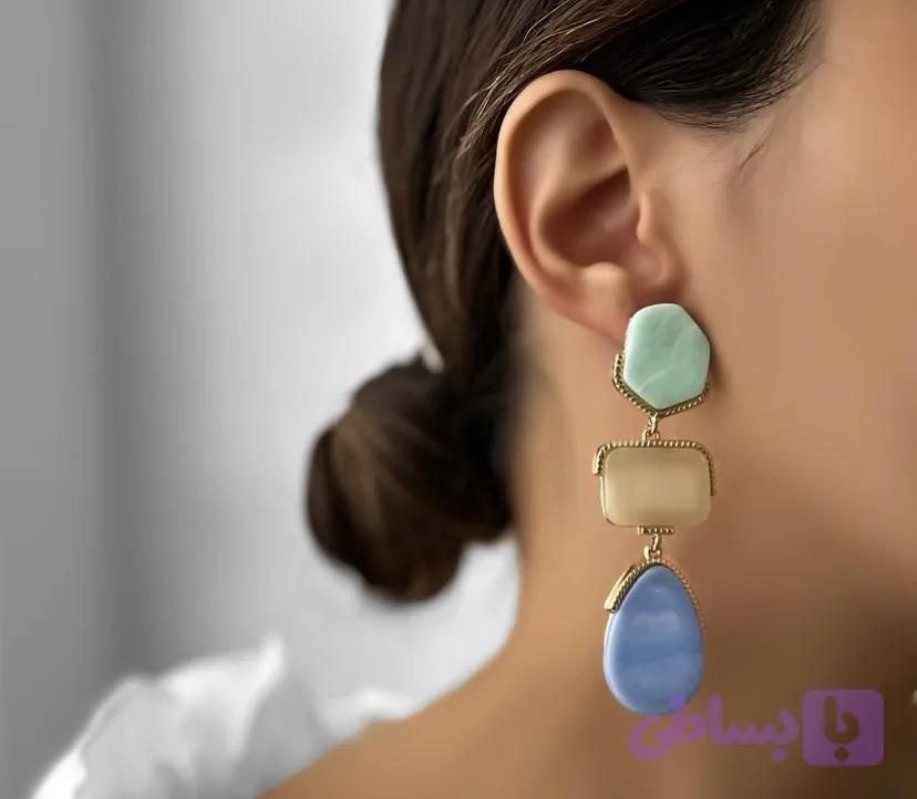 گوشواره آویز سه رنگ (کد 7MUQR)