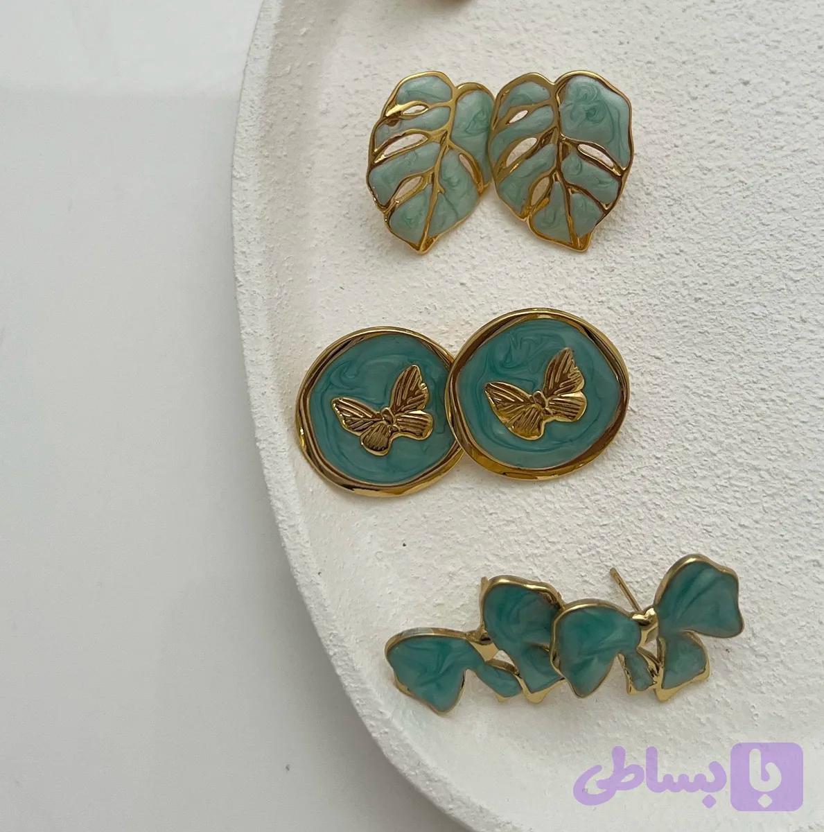 گوشواره های مینیمال سبز