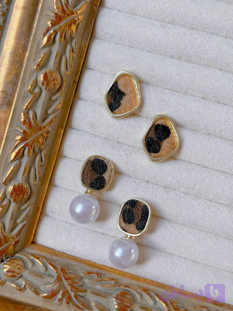 گوشواره های پلنگی مخملی