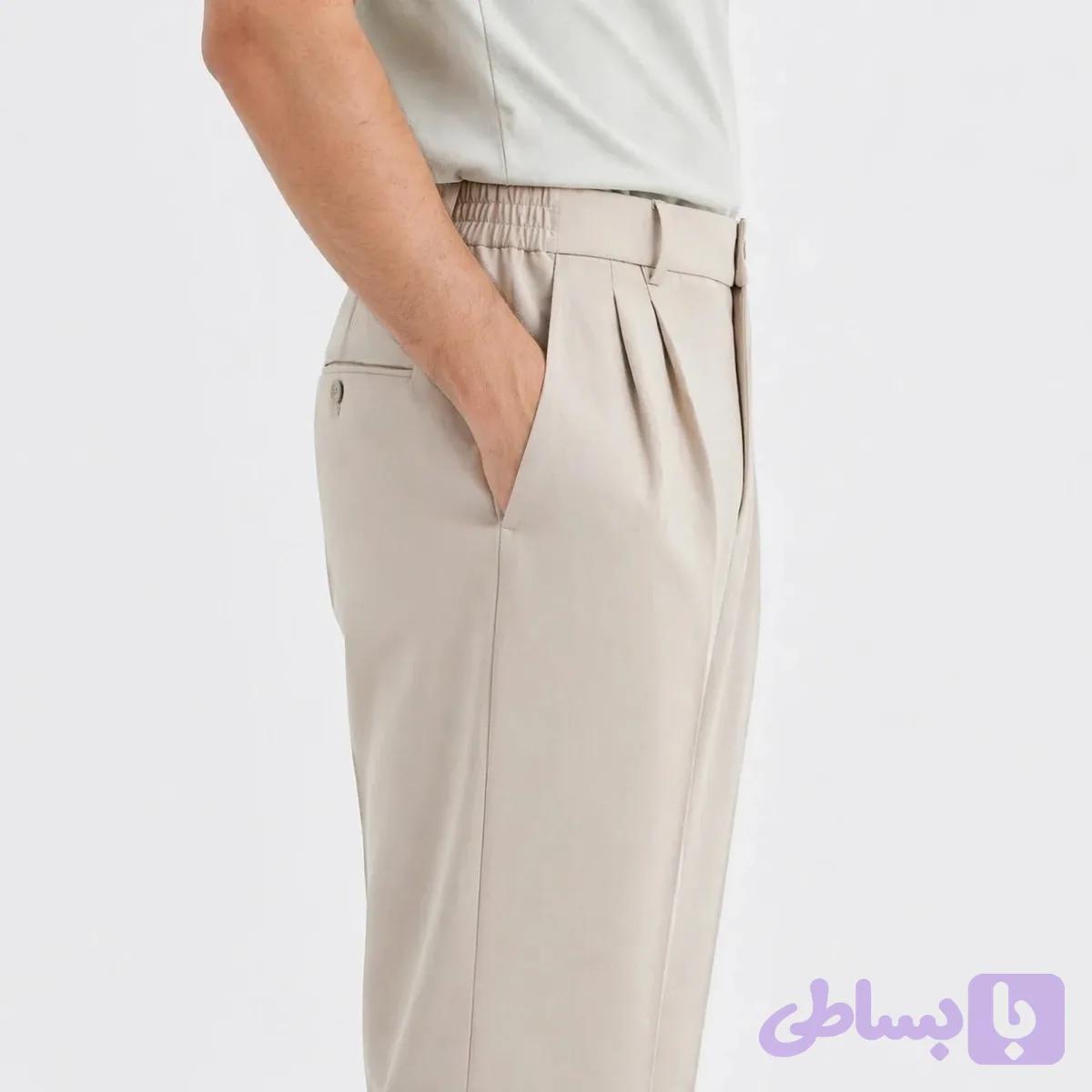 شلوار پارچه‌ای مازراتی مردانه Zara مدل بگ (Baggy fit) – کمر کش پیلی دار