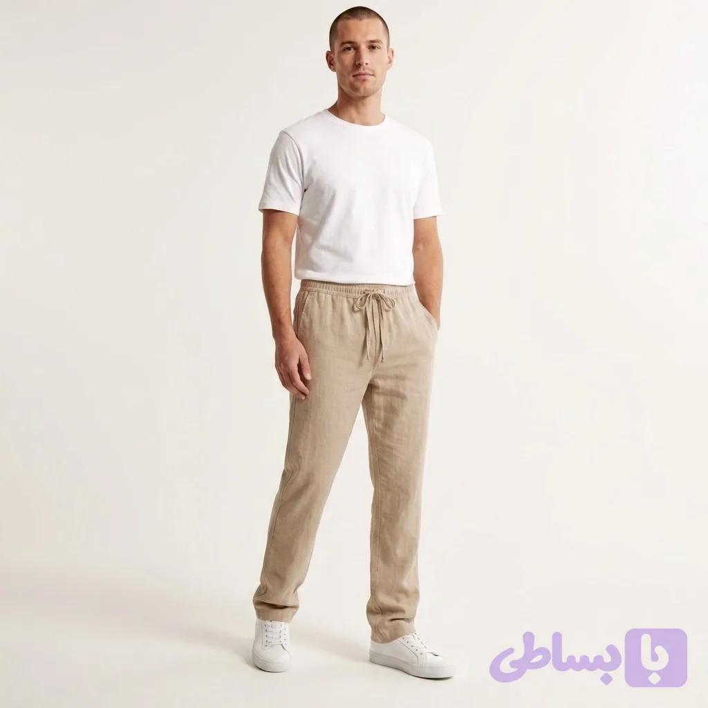شلوار لینن مردانه Tommy Hilfiger مدل راسته Straight – خنک و سبک