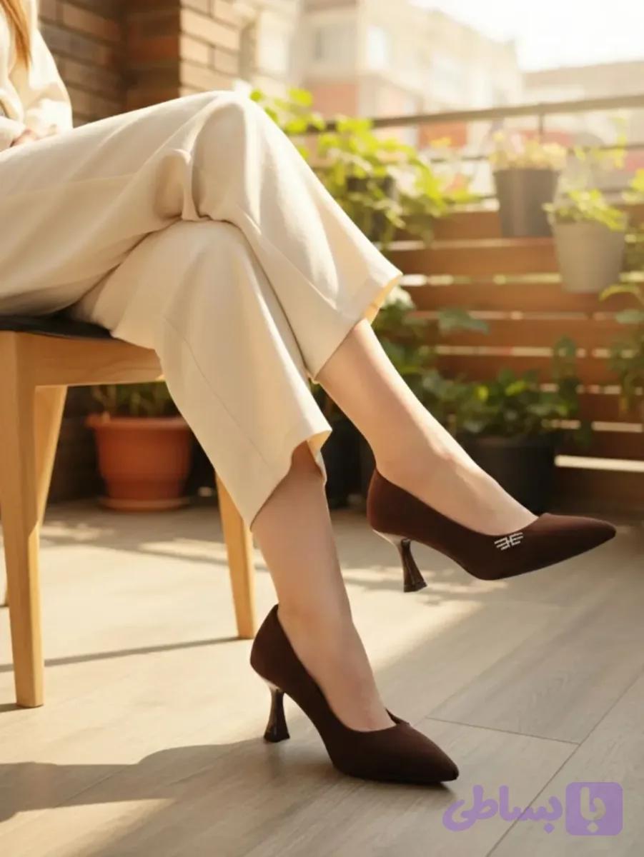 کفش پاشنه‌دار مخملی لوکس دو رنگ سایز ۳۷ تا ۴۰