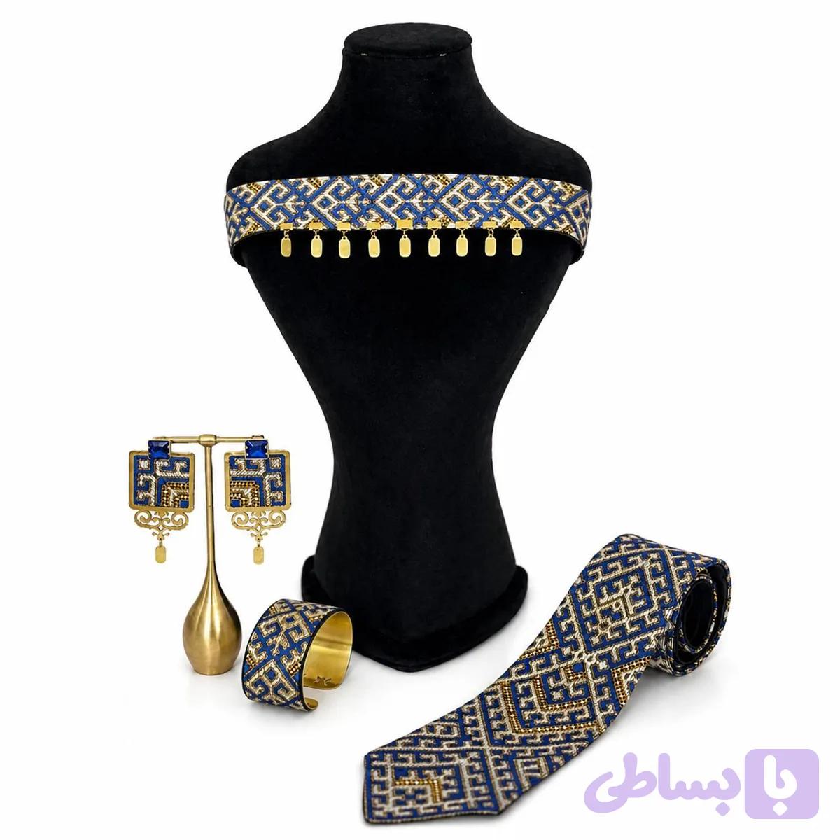 نیم‌ست گردنبند و گوشواره سوزندوزی بلوچ — تصویر 1