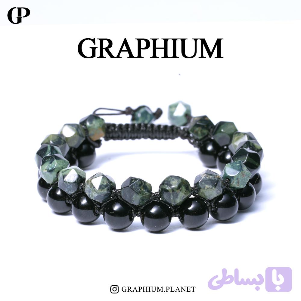دستبند Graphium با سنگ جاسپر کامبابا و سنگ عقیق سیاه