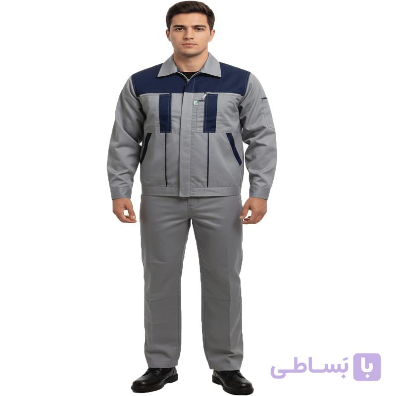 لباس کار دو تیکه استخوانی آبی نفتی ست ورک پرو — تصویر 1