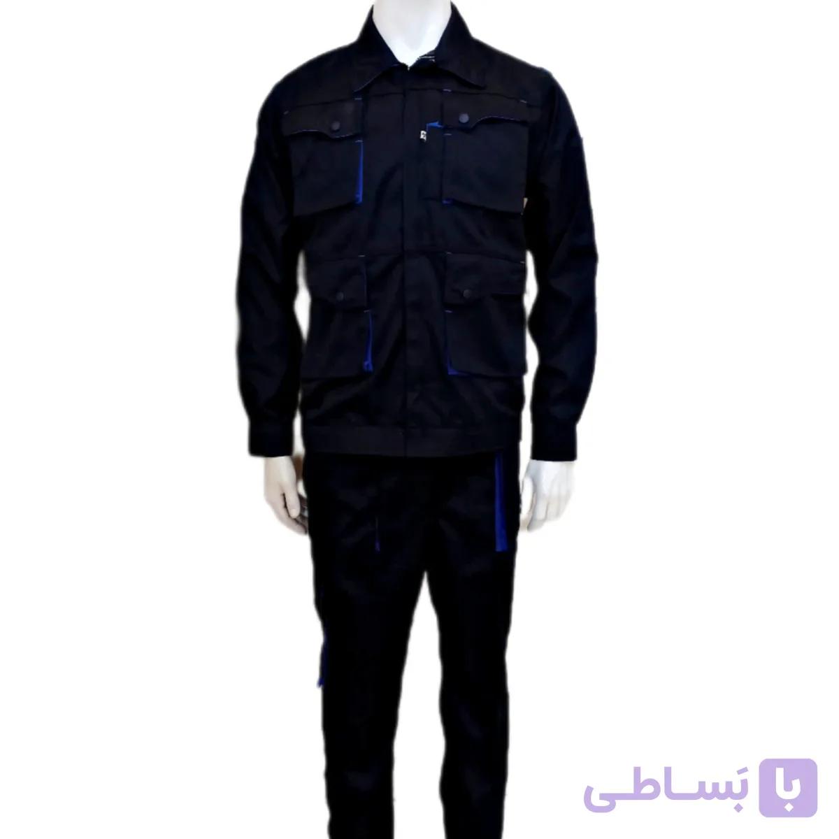 لباس کار ست ورک مشکی -آبی شالی