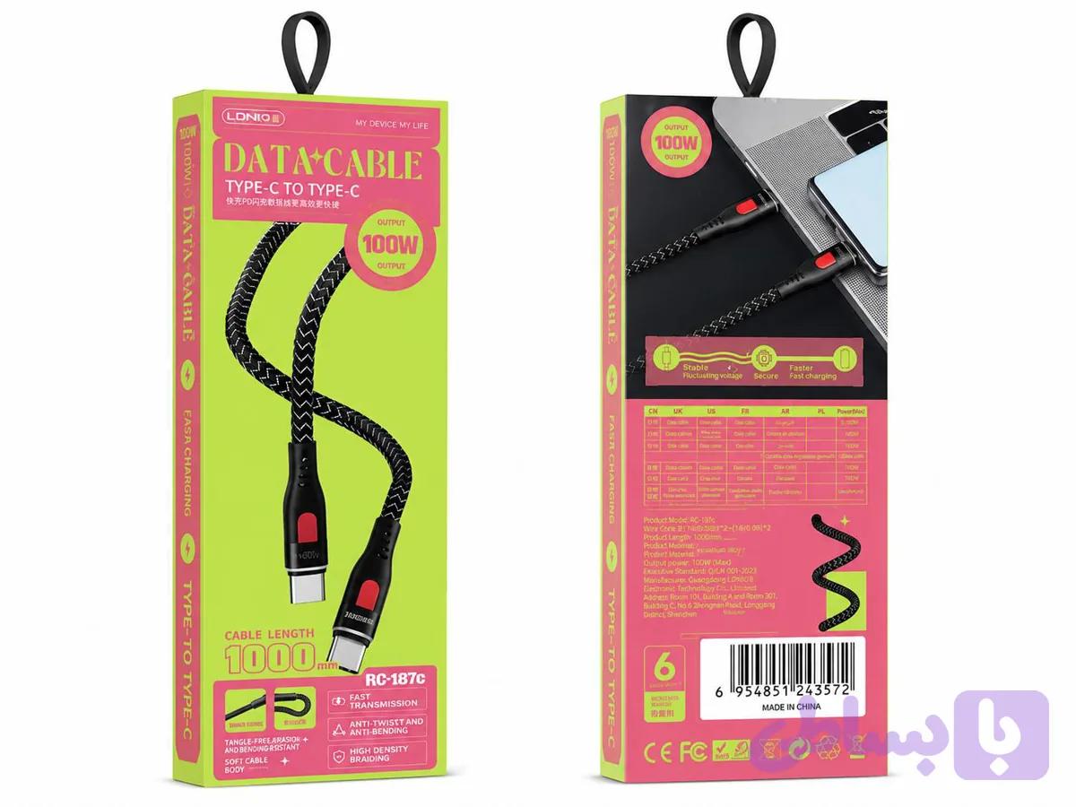 کابل شارژ Type-C به Type-C مدل RC-187C توان 100 وات