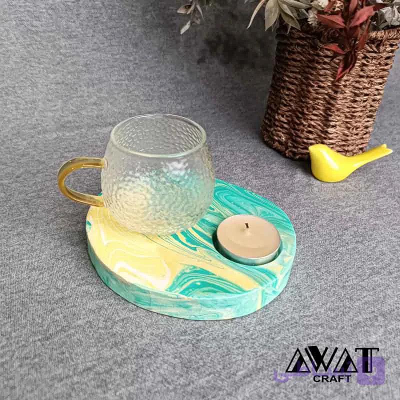 زیر لیوانی چوب و رزین سه کاره با جای وارمر و عود — تصویر 1