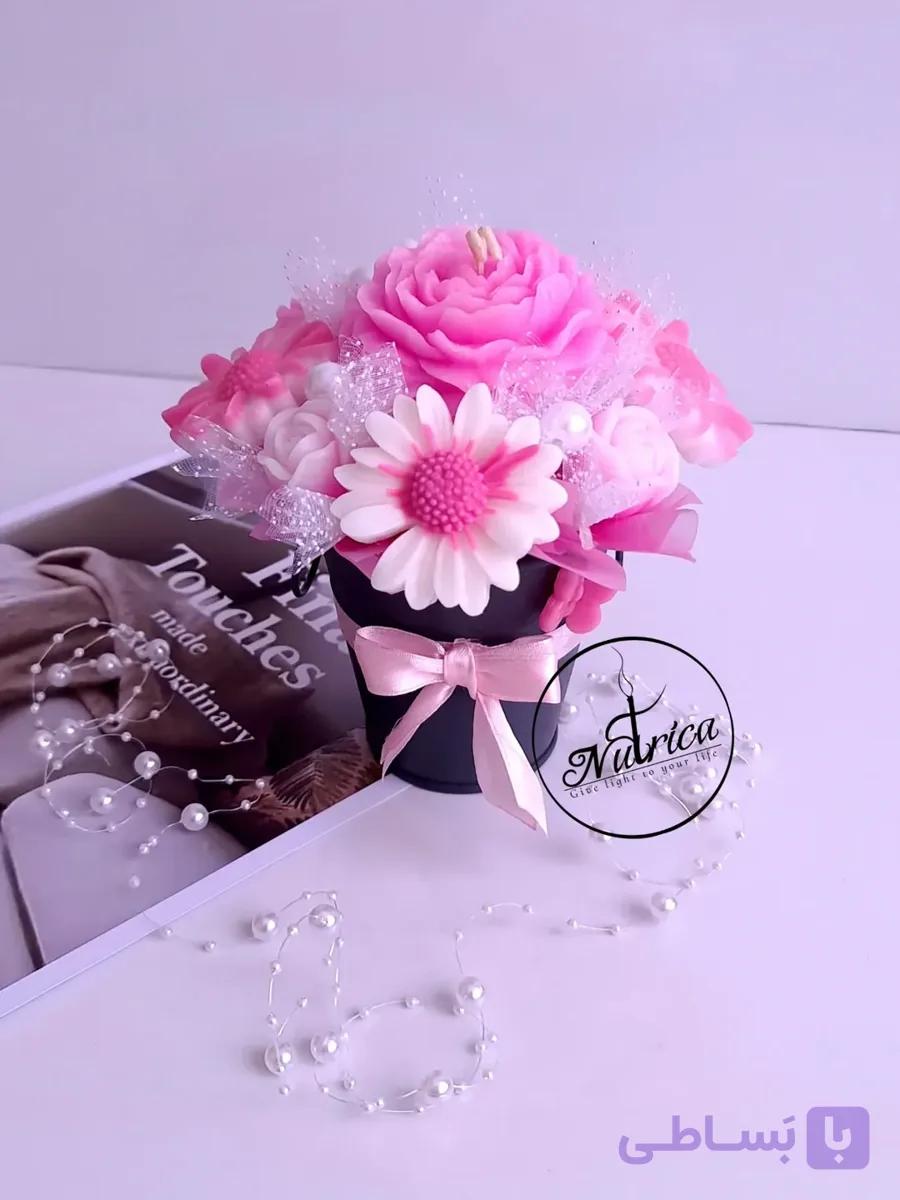باکس گل شمعی هلنا | هدیه‌ای درخشان برای لحظه‌های خاص