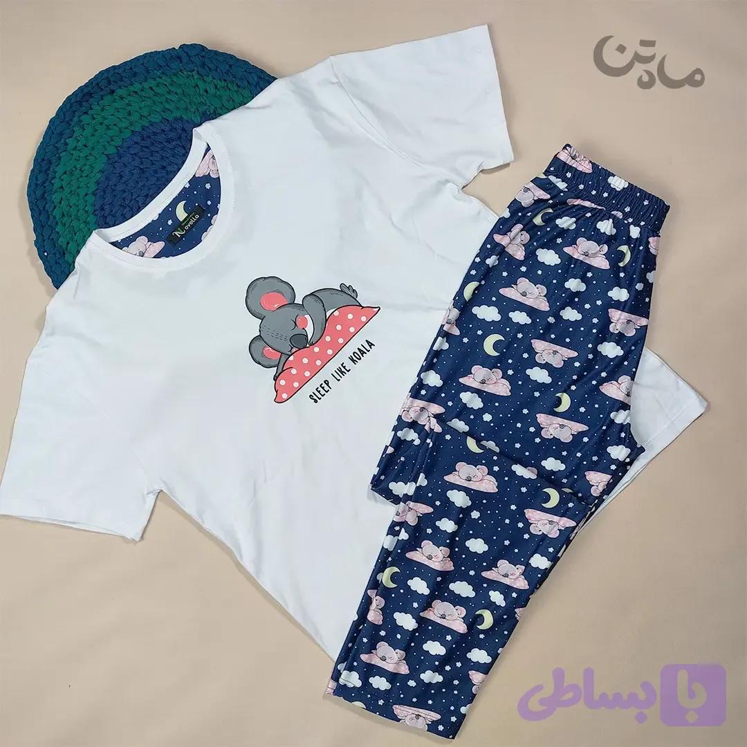 ست تیشرت و شلوار زنانه نخ پنبه مدل کوالا خوابیده — تصویر 1