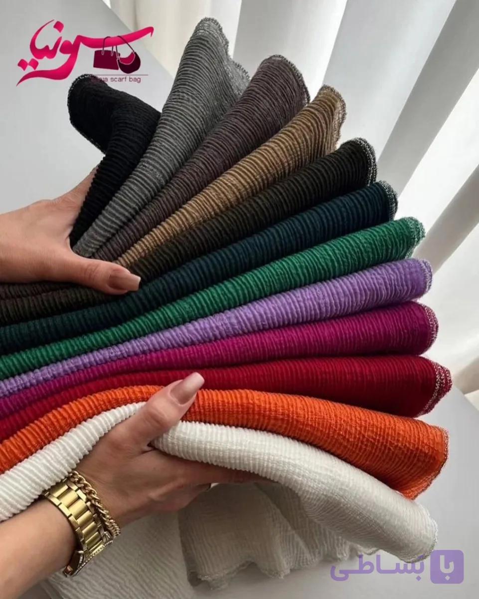 شال برشکا دورلمه نقره ای وارداتی منگوله دار