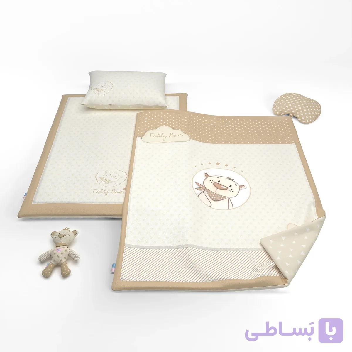 سرویس خواب 4تیکه رزبرن طرح کله خرس کرم قهوه‌ای