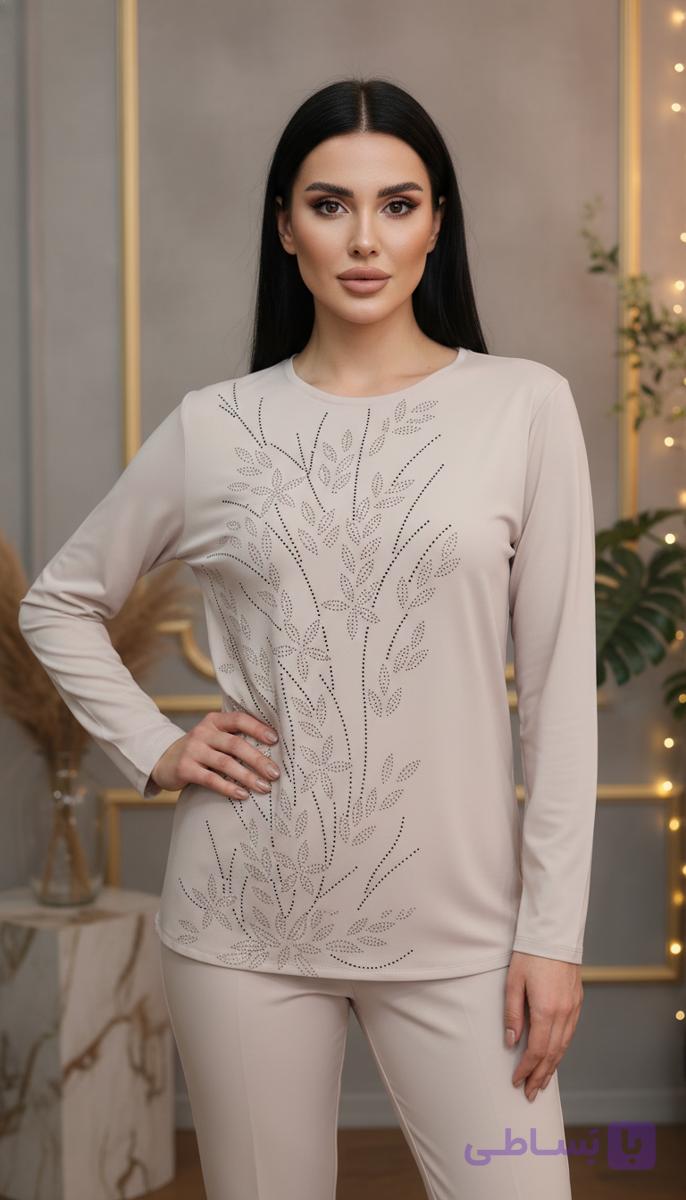 بلوز زنانه مجلسی طرح نگین شاخه ای