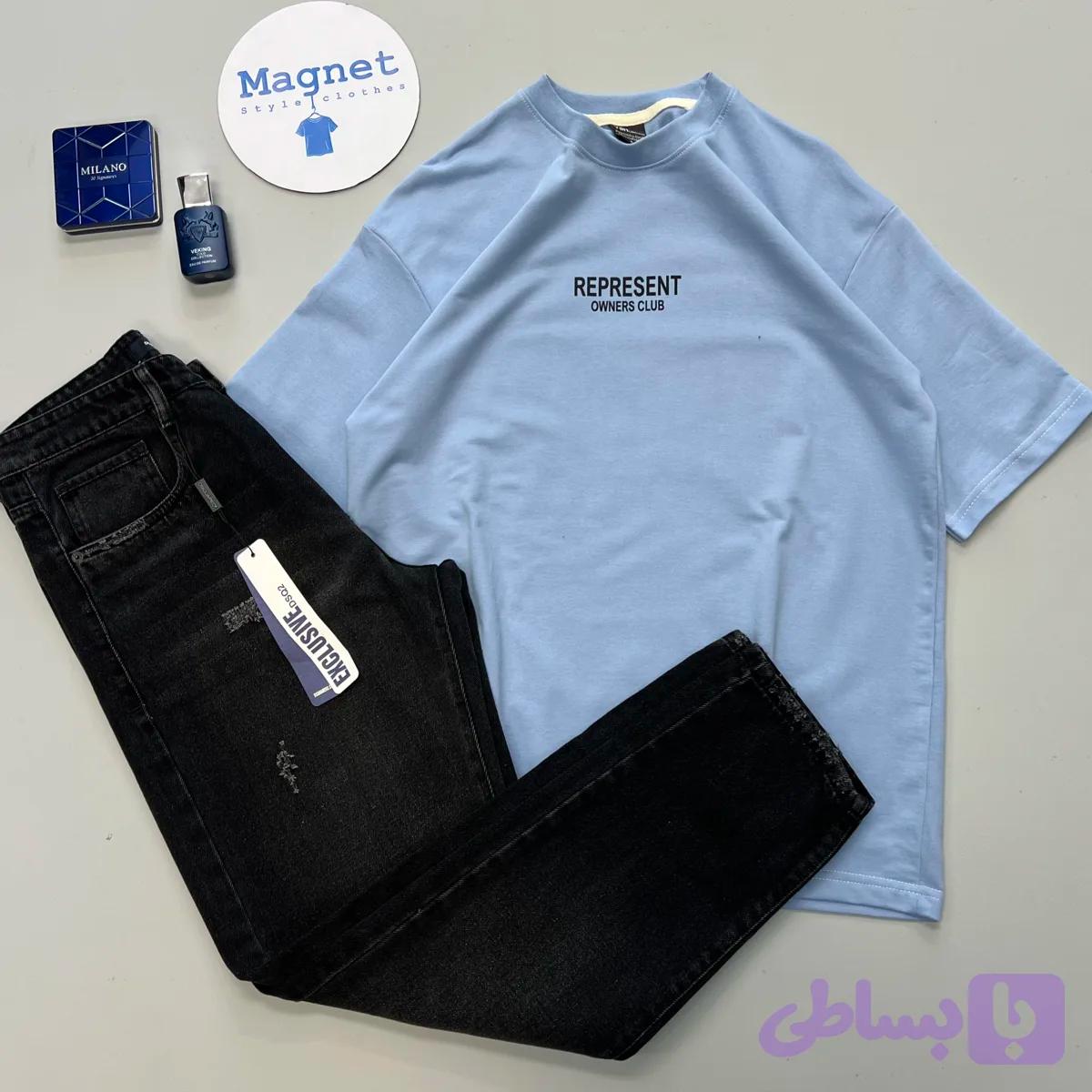 تیشرت باکسی چاپ represent مینیمال جنس دو نخ پنبه گرم دار