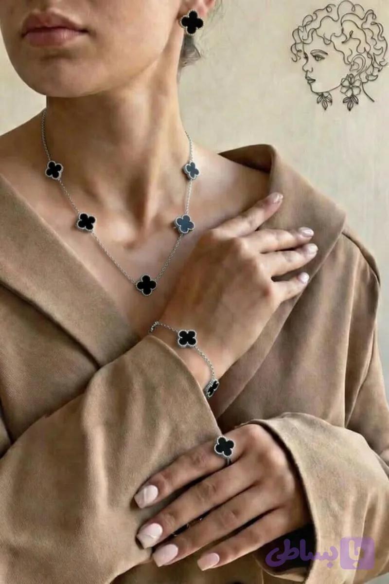 ست ونکلیف مشکی نقره ای