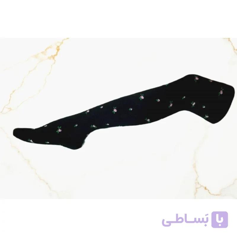 جوراب زنانه بالای زانو گل گلی نخ پنبه