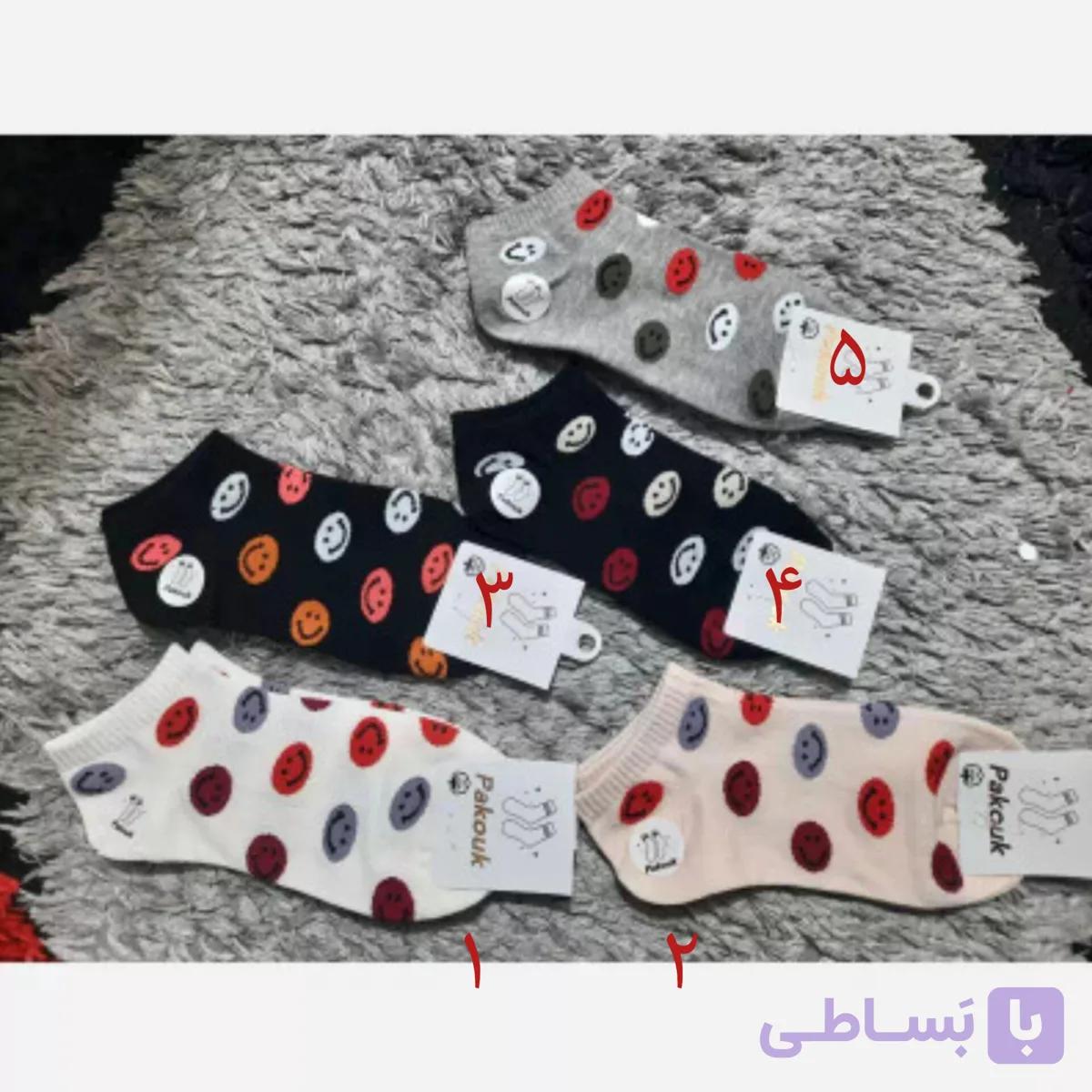 جوراب زنانه مچی استیکر لبخند نخ پنبه