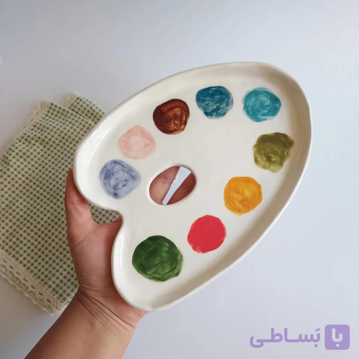 ظرف پذیرایی / زیرماگی سرامیکی دست ساز – طرح پالت نقاشی — تصویر 1