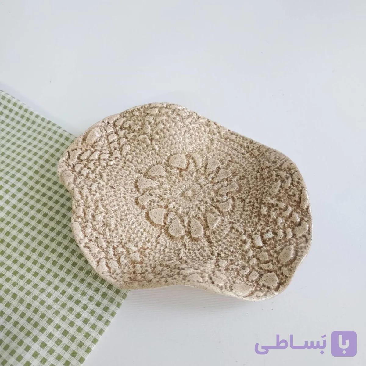 ظرف دفرمه سرامیکی دست ساز – طرح بافت — تصویر 1