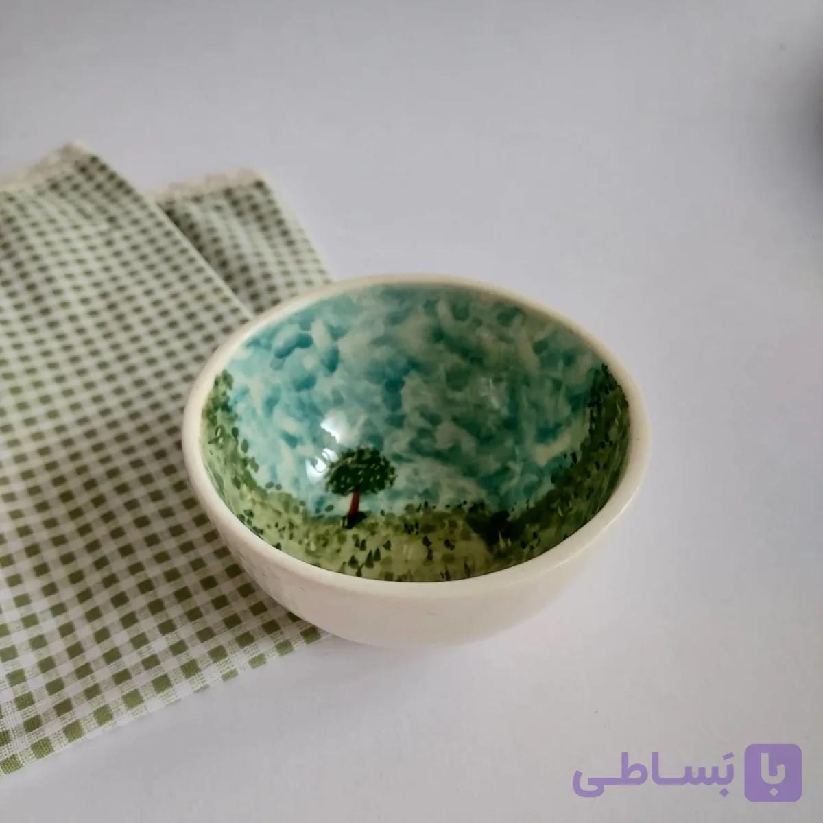 کاسه کوچک سرامیکی دست ساز – طرح تک درخت — تصویر 1