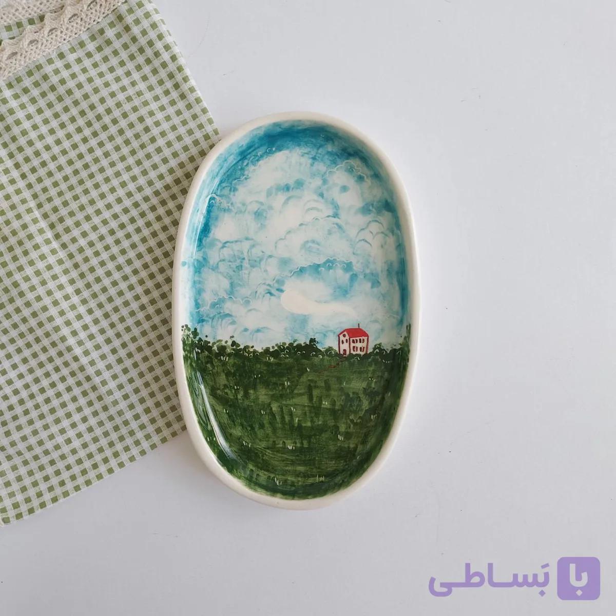 باقلواخوری سرامیکی دست ساز – طرح منظره — تصویر 1