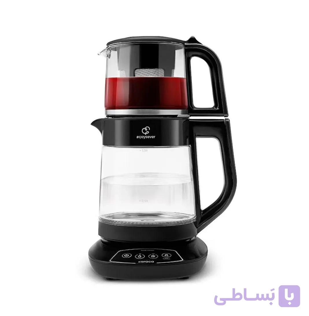 چای ساز سخنگو شیشه ای کاراجا مدل Caysever 3in1 مشکی — تصویر 1