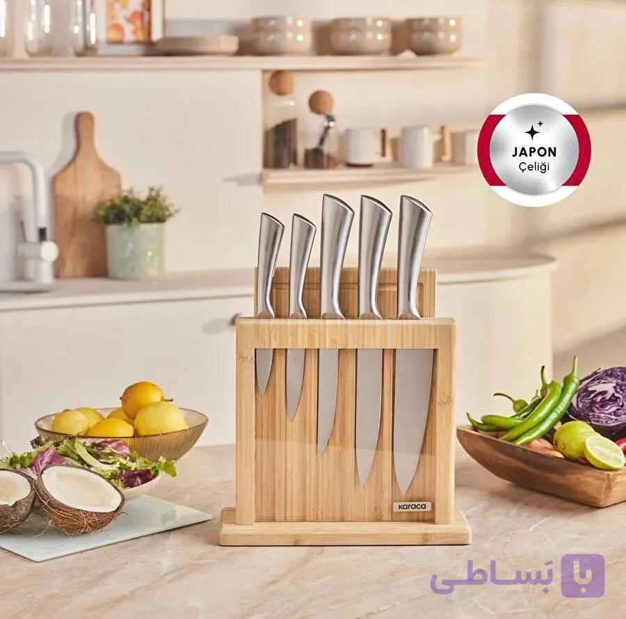 سرویس چاقو و تخته برش 7 پارچه کاراجا مدل سامورایی Vigor — تصویر 1