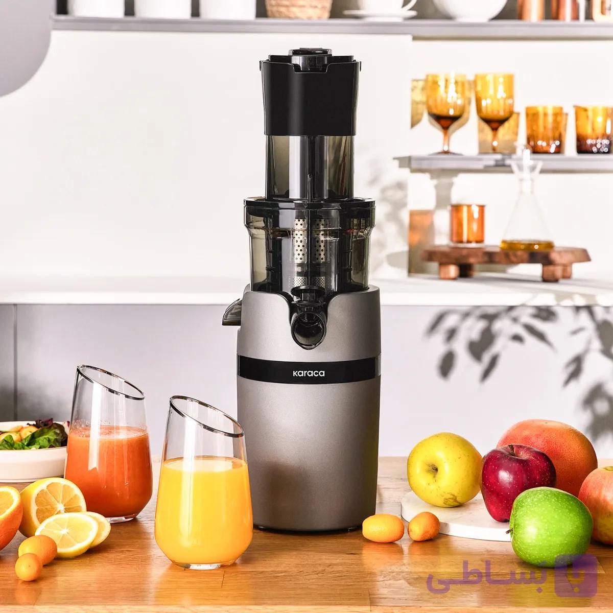 آبمیوه و مرکبات گیری کاراجا مدل Slow Juicer طوسی — تصویر 1