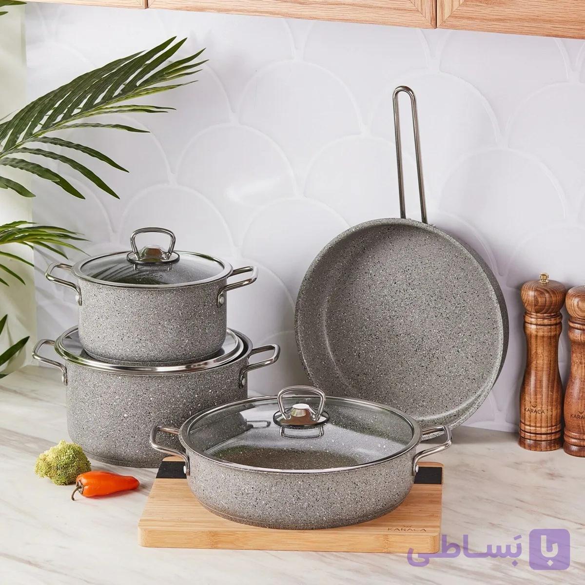 سرویس قابلمه 7 پارچه کاراجا مدل Biogranit steel plus — تصویر 1