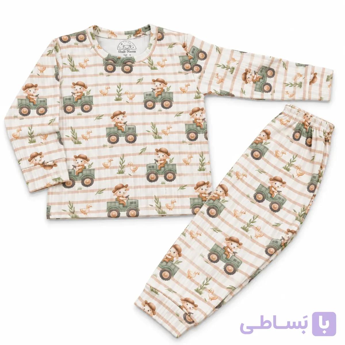 ست بلوز شلوار بچه گانه راحتی کبریتی ریلی درجه یک طرح مزرعه مناسب 3 تا 6 سال — تصویر 1