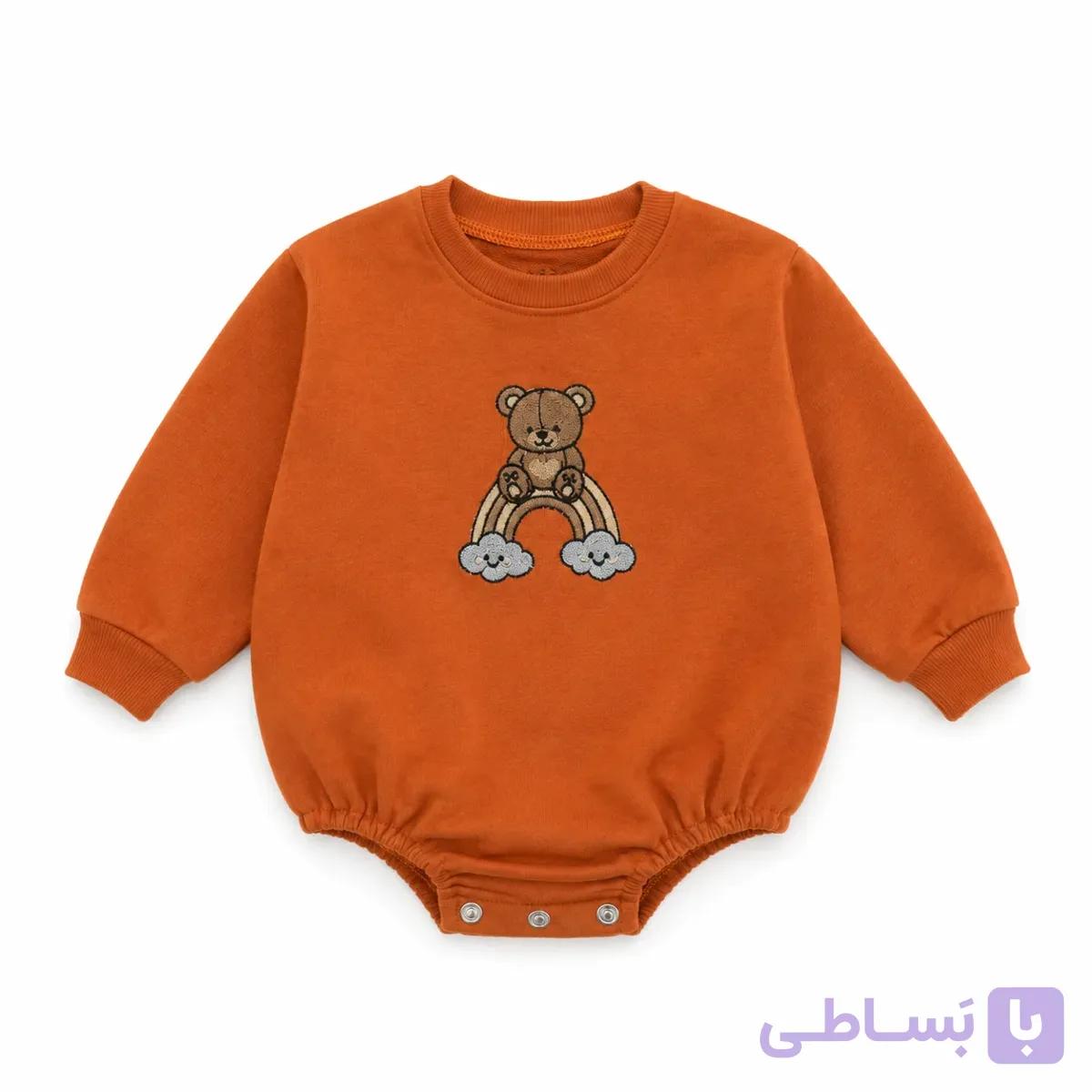 بادی بچگانه تدی رنگین کمان آستین نارنجی مناسب 6 ماه تا 24 ماه — تصویر 1