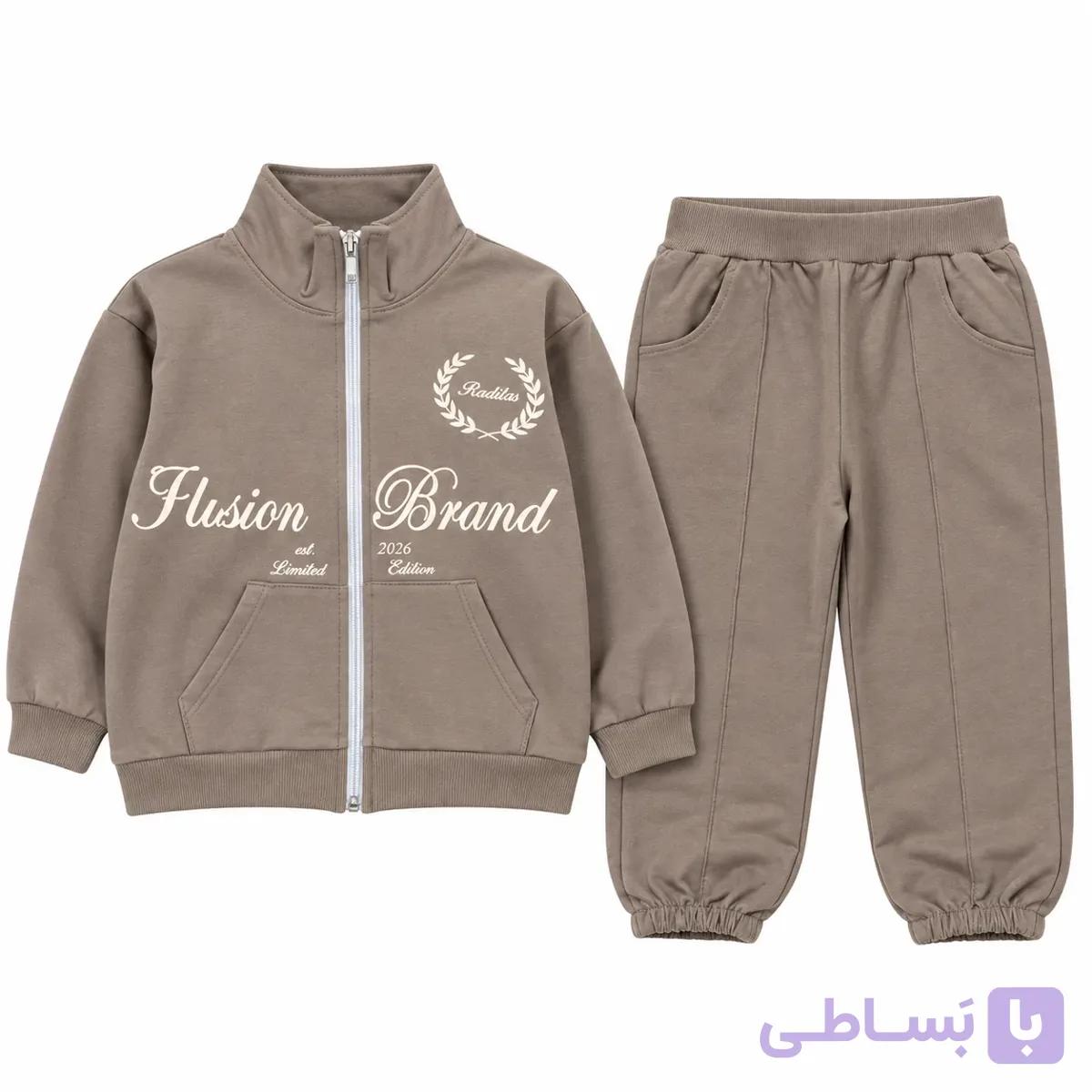 ست سویشرت شلوار بچگانه دورس دونخ پنبه قهوه ای سایز 45 تا 60 مناسب دختر و پسر — تصویر 1