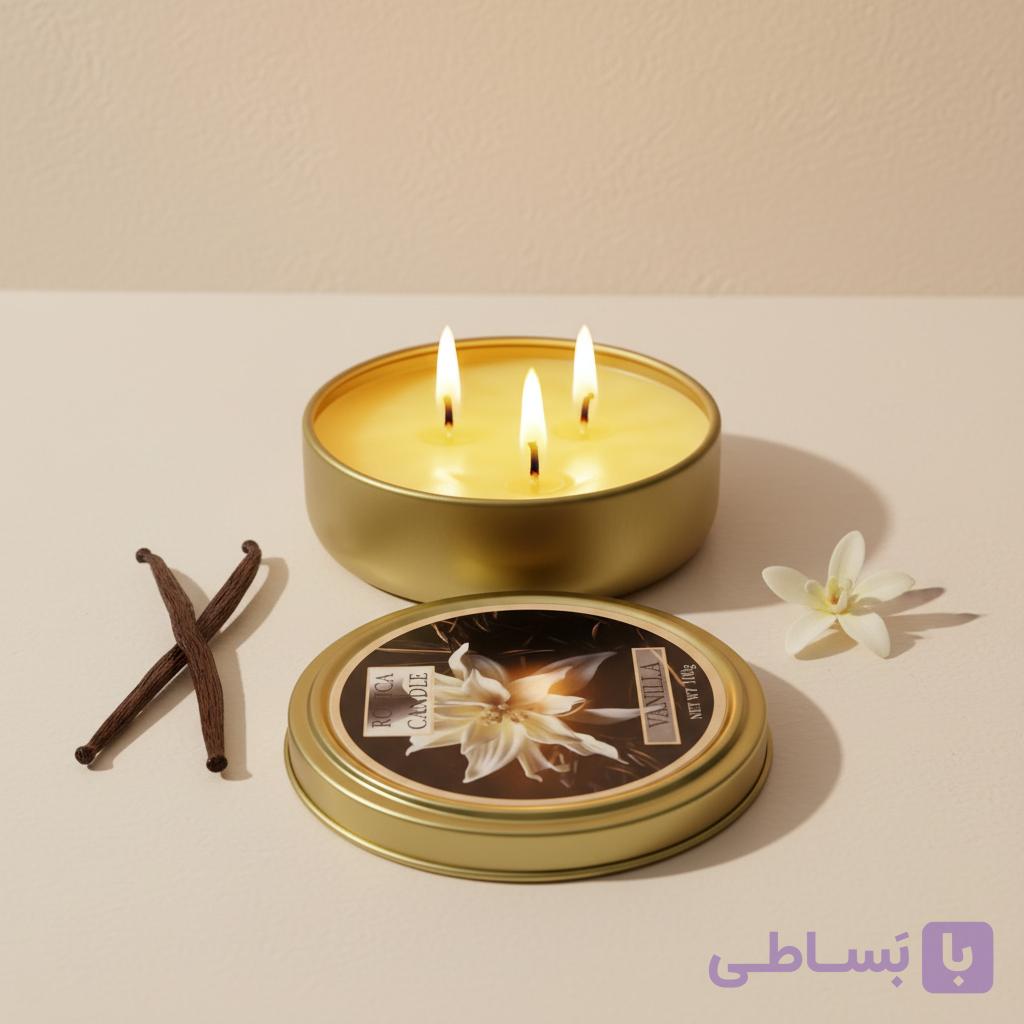 شمع معطر رونیکا مدل فلزی کوچک رایحه VANILLA (وانیل)