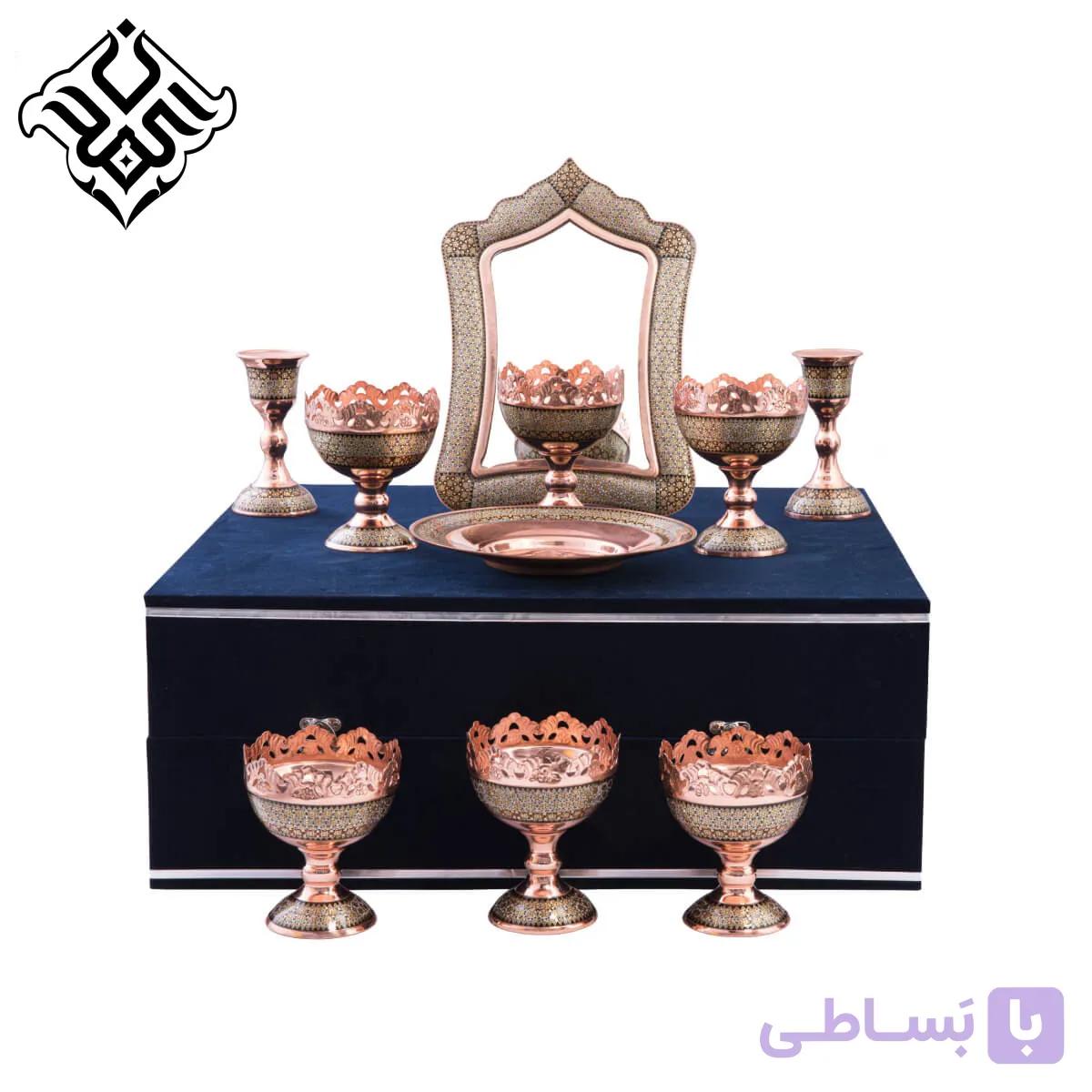پک هدیه لوکس هفت سین مس و خاتم — تصویر 1