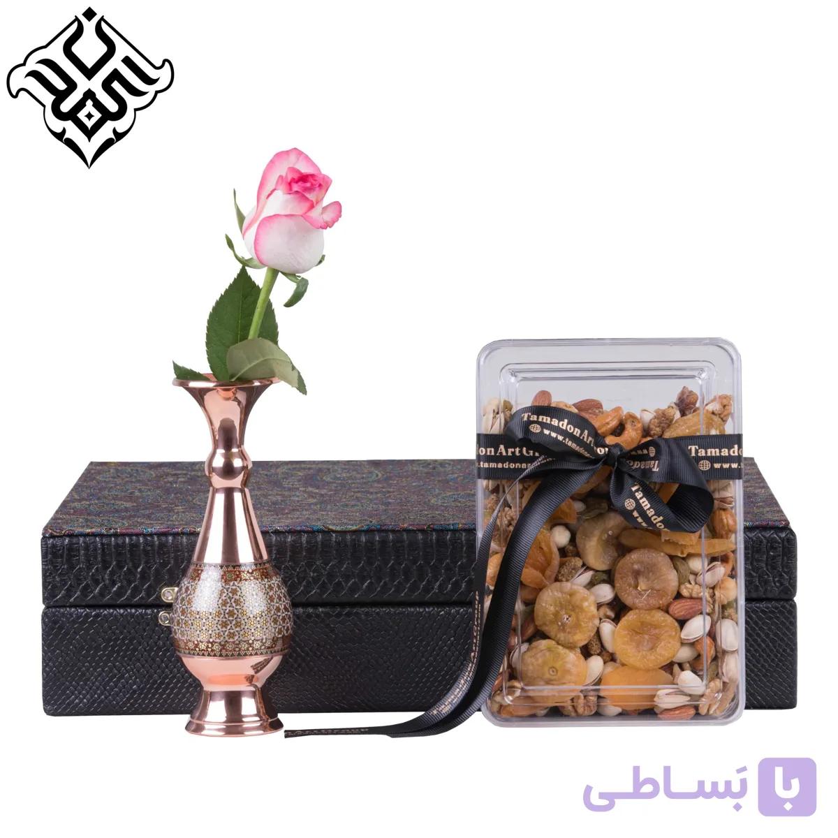 پک هدیه گل و گلدان صنایع دستی