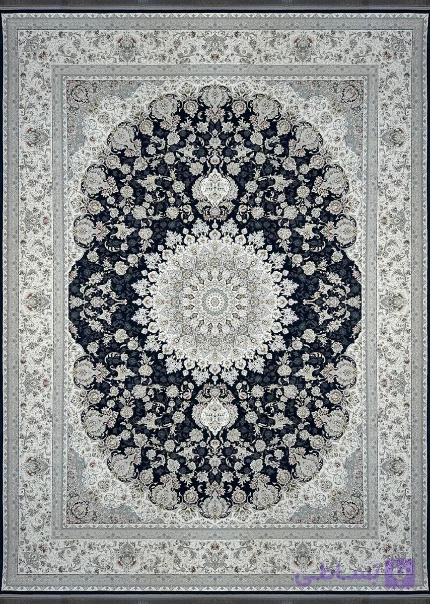 فرش نایین کرم حاشیه سرمه ای 1500 شانه — تصویر 1
