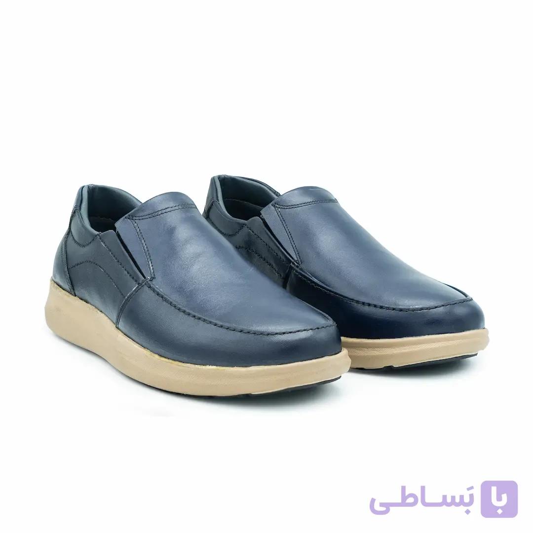 کفش چرم مردانه بی بندسورمه ای مدل آراز — تصویر 1