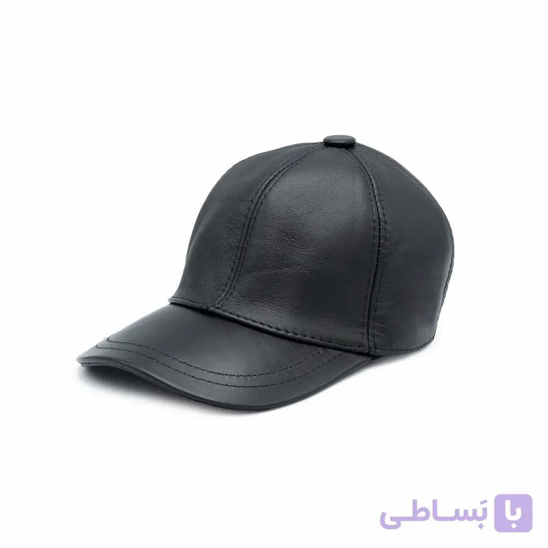 کلاه لب دار چرم مشکی — تصویر 1