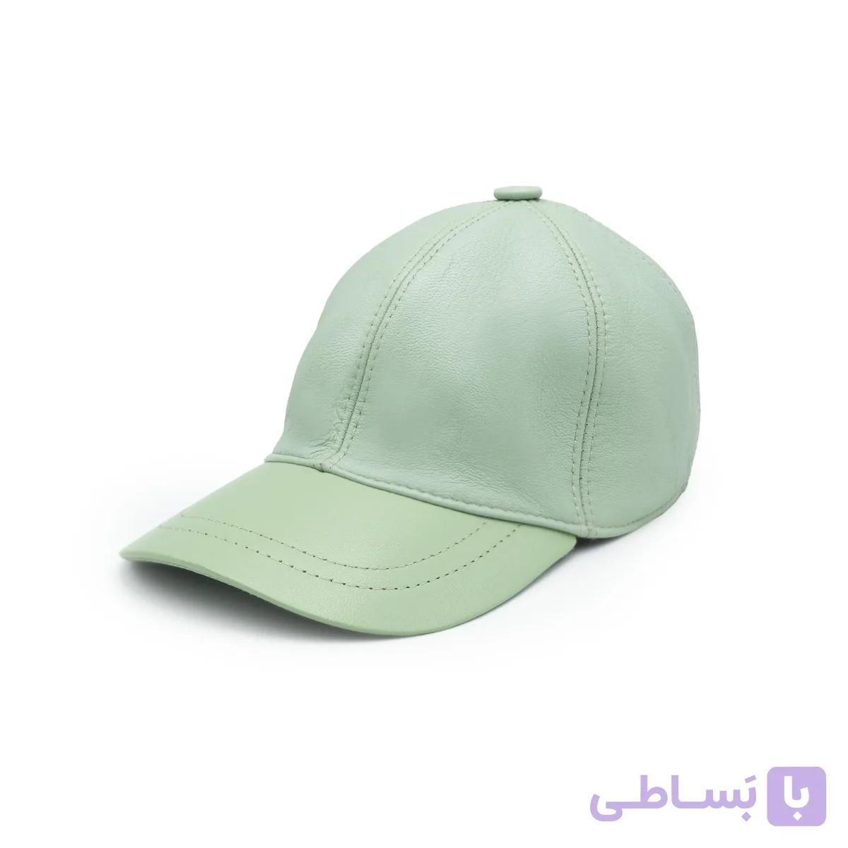 کلاه لب دار چرم سبز پاستیلی — تصویر 1