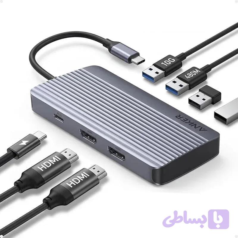 هاب USB-C هفت کاره انکر Anker 7-in-1 Dual Display مدل A8374 — تصویر 1