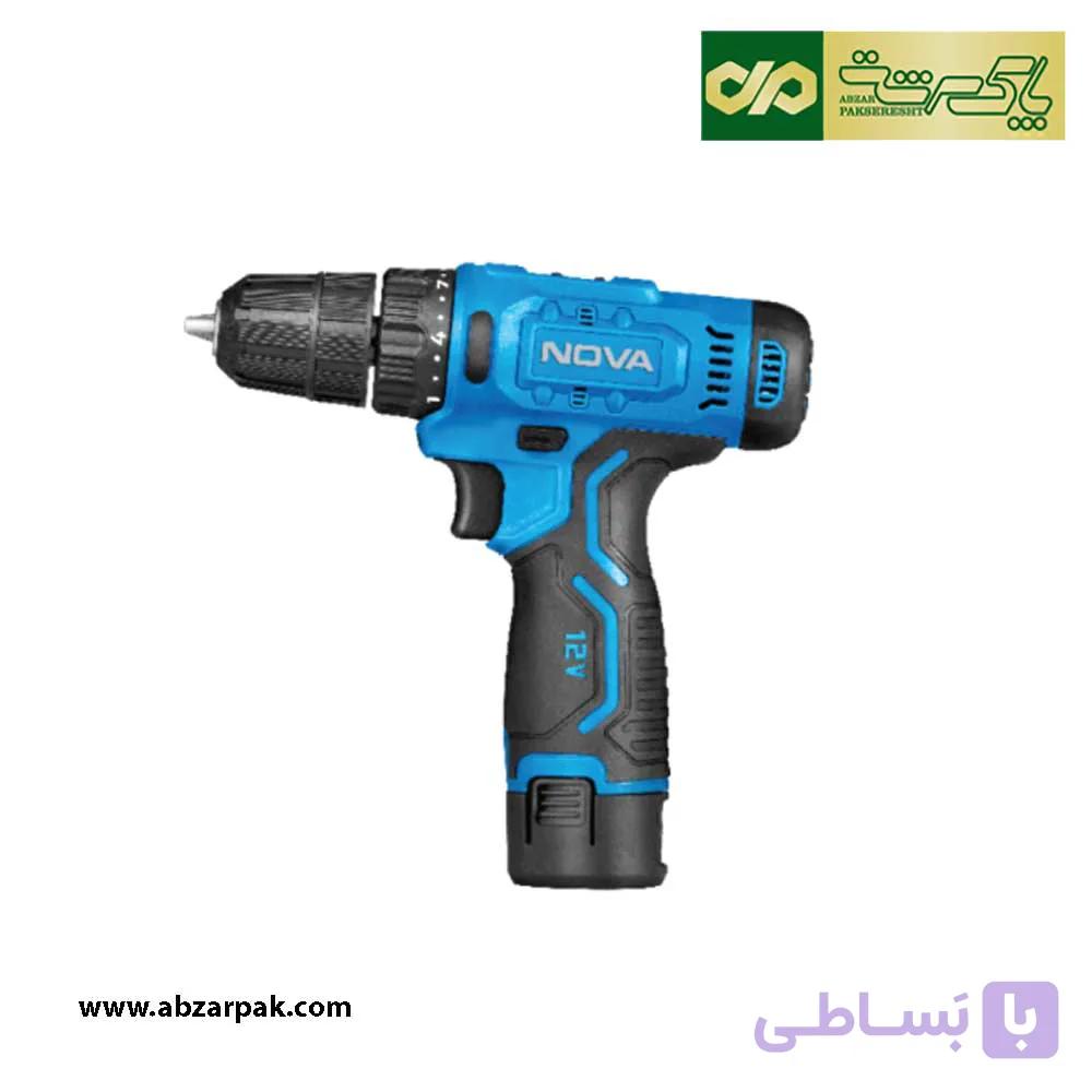 دریل پیچ گوشتی شارژی 12 ولت نووا NOVA مدل 7715 همراه با کیف BMC — تصویر 1