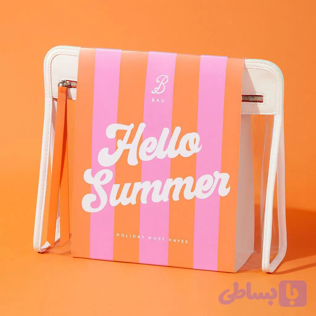 کیف آرایشی بزرگ Hello Summer ترنسپرنت-نارنجی