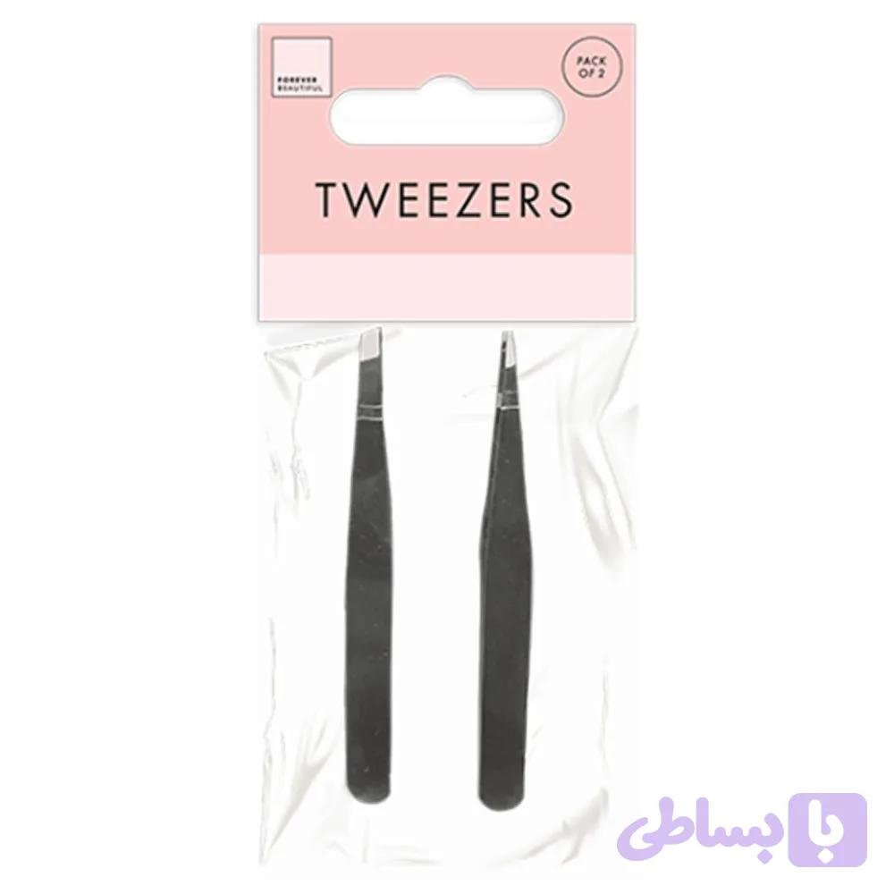 موچین ابرو ست دوتایی استیل TWEEZERS